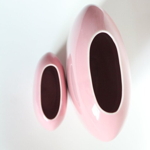 [MILLARD LISTER] Matching Pink Oblong Vases (Canada/Japan) - Picture 7 of 9
